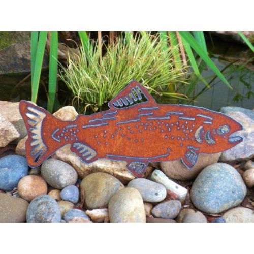  FoothillMetalArt Metal Trout Swimming Fathers Day Gift Outdoor Fish Pond Garden Metal Art