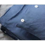 LovelyHomeIdea Natural linen pillowcases, Blue linen pillowcase, Serenity blue pillowcase with white buttons closure