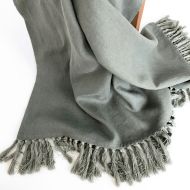 /LovelyHomeIdea Linen throw blanket with tassels, Natural fringe throw blanket, Moss green sofa throw