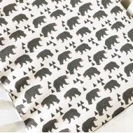 ModFox Fitted Crib Sheet Geometric Bear - Cream and Brown - Designed by Andrea Lauren-Woodland Crib Sheet-Bear Crib Bedding-Bear Crib Sheet-Organic