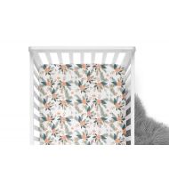 /ModFox Fitted Crib Sheet Winter Floral Blooms - Girl Crib Sheet- Floral Crib Sheet- Baby Bedding- Peach Crib Bedding- Organic - Minky Sheet