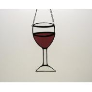 SingularArt Stained Glass Wineglass Suncatcher