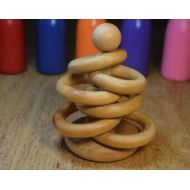 HouseMountainNatural Montessori Inspired Little Stacker Natural Wooden Baby Toy 4.5 High Wood Teething Toy Organic (Please read description for size)