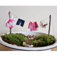 GreenbriarCreations Fairy Garden Accessory Beachcomber Clothesline with Miniature Clothes DIY for your Beach Themed Fairy Garden, Miniature Garden Decoration