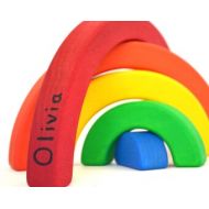 Hcwoodcraft Personalized Wooden Rainbow Stacker - Waldorf Toddler Toy