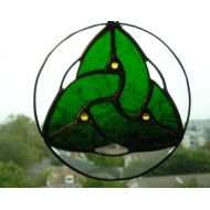 CreativeSpiritGlass Stained Glass|Celtic Knot Suncatcher|Trinity|Irish|Irish Suncatcher|Green|Home & Living|Home Decor|Beveled Glass|Handcrafted|Made in USA