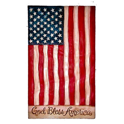  AlPisano God Bless America Patriotic Flag Sign with yard Stake