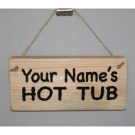 Marlinbeads Personalised Your Name HOT TUB Funky Style Print Wood Sign Outdoor Garden Gardening Rescued Reclaimed Upcycle Rustic Shabby Wood