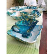 /SKespiCreations finger bowl set- Mayim Acharonim set- special Bar-mitzvah or wedding-judaica gift-hand painted- unique gift