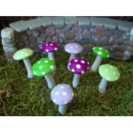 Fairysmallthings Miniatures for Fairy Gardens Free Shipping mushrooms accessories terrarium 8 pcs purple green mix