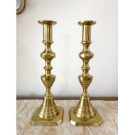 GildedGefilte Set Of 2 Vintage Brass Candleholders, Hollywood Regency