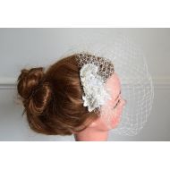/OliviaHeadwear I vory with lace birdcage veil