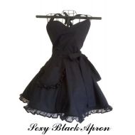 /ArtsyCraftsyBoutique Black Retro Apron Classy Little Black Apron Circular Skirt