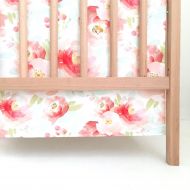 Iviebaby Crib Skirt Pink Plush Floral. Baby Bedding. Crib Bedding. Crib Skirt Girl. Baby Girl Nursery. Pink Floral Crib Skirt. Flower Crib Skirt.