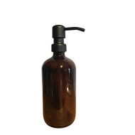 IndustrialRewind 16oz Glass Soap Dispenser - Amber Glass Bottle with Black Soap Dispenser Pump 2.75 x 8.25