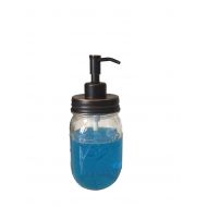 IndustrialRewind Mason Jar Soap Dispenser - Clear Pint Ball Jar with Oil Rubbed Bronze Lid & Pump