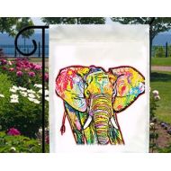 SabellasEmporium Neon Elephant New Small Garden Yard Flag Decor Gifts Artsy Glitter Accent