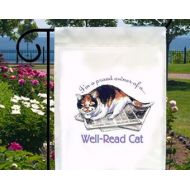 SabellasEmporium Proud Owner of a Well Read Cat Small Garden Yard Flag