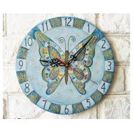 ArtClock Blue Butterfly Wall Clock Handmade