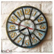ArtClock The Shabby Chic Blue Grey Wall Clock, Modern wall clock with numbers, Modern wall clock, wood clock, white home decor, wedding gift, Office