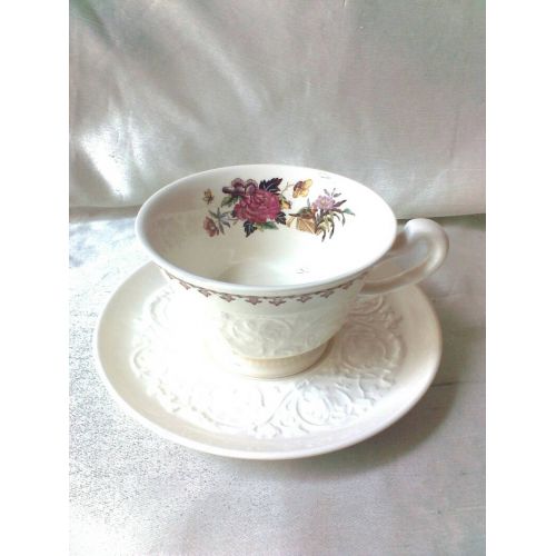  TeaCupsFromSharon Embossed Wedgwood Tea Cup/Saucer, Floral Motif. Wedding Gift, Housewarming Gift, Anniversary Gift, Get Well Gift .FreeShippingUS
