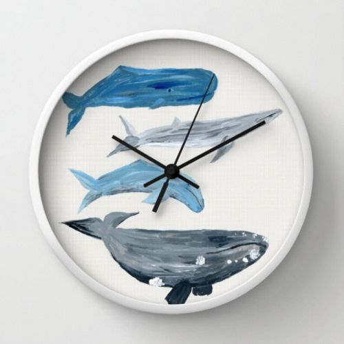  Lake1221 Whale Wall Clock, whale clock, beach house clock, nautical clock, ocean clock, sea clock, watercolor clock, nature clock, modern clock
