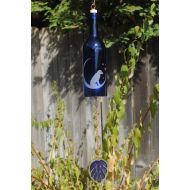 Windcatcher Moon Dog Stars Wine Bottle Wind Chime - Personalized Cut Bottle Wedding Repurposed Outdoor Rememberance Upcycle In Loving Memory