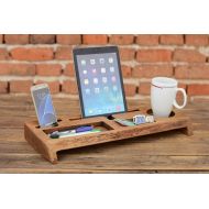 /WoodRestart Wooden Desk Organizer, Office organizer, Phone station, Solid wood iPhone holder, Desk accessories, Office storage, Gift for him