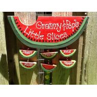 LazyHoundWorkshop Personalized grandparent watermelon sign garden stake with hanging grandchildren
