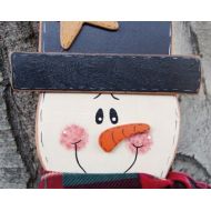 Cherables Merry Christmas Snowman - Wood Christmas Outdoor or Indoor Decoration - Welome Sign