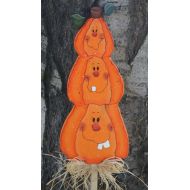 /Cherables Halloween Pumpkin Trio Yard Stick - Wood Halloween Decoration