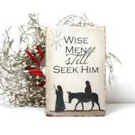 Blessingandlight Rustic Christmas Decor. Indoor or Outdoor. Advent Stone. Wise Men Still Seek Him. 6x9 Concrete Stone. Nativity Decor. Outdoor Nativity