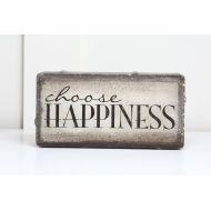 Blessingandlight choose HAPPINESS- rustic tumbled stone (concrete) paver- Home Garden Decor Bookend Door Stop