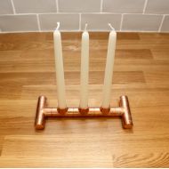 /FieryProductions Copper Pipe industrial candle holder 3 candle