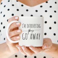 /PaperBerryPress Coffee Mugs | Im Introverting Please Go Away Mug | Ceramic Mug | Quote Mug | Paper Berry Press | Unique Coffee Mug
