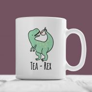 /KerrisGaneson Tea-Rex Mug, Cute T-Rex Mug - Hand Illustrated Mug, Funny Mug, Dinosaur Mug, Pun Mug, Tea Mug, Jurassic Park, Geek, Nerd, Dino, Gift, Trex