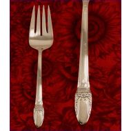 TreasuredSilverShop VG FIRST LOVE Meat Serving Fork Vintage 1937 Art Deco Silverware by International Silver Co. 1847 Rogers Bros.