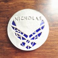 Theirheartsandbones personalized stepping stone with mosaic glass custom image (small) military