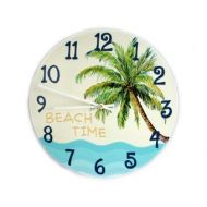 GoldenDaysDesigns Beach House Wall Clock with Palm Tree, Coastal Wall Decor