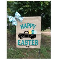 TallahatchieDesigns Easter Flag with Truck , Happy Easter Garden Flag, Easter Egg Yard Flag, Spring decorations, Easter flags