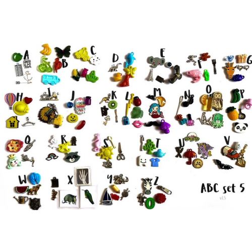  TomToy ABC trinkets for alphabet I spy bag/ bottle, 1-3cm, 1/3/5 objects per letter