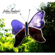 /JBsGlassHouse Purple Butterfly Suncatcher Purple Stained Glass Butterfly Sun Catcher Home Decor Window Decoration Stained Glass Art Butterfly Art