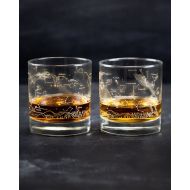 CognitiveSurplus Night Sky Star Chart Lowball Whiskey Glasses (Pair) Gold Constellation Astronomy Gift, Cocktail, Whisky Glass, Star Map Girlfriend Gift