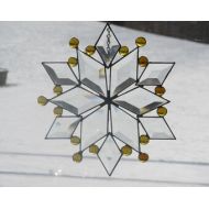 StainedGlassbyBetty Large Stained Glass Beveled Snowflake