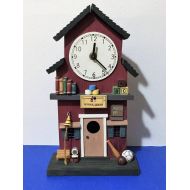 IsisJeweler Vintage Hand Crafted School House with Perfectly Working Clock, Very impressive Craftsmanship, 12 High, Wood