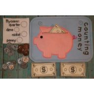 Cabincraftycreations Piggy Bank Felt Toy, Play Money, Montessori Toddler, Quiet Busy Bag, Quiet Page, Busy Page, Activity, Travel Game, Math, Montessori, Home