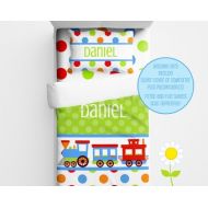 TheDreamyDaisy Personalized Train Bedding for Kids - Train Duvet or Comforter for Boys - Personalized Duvet Set for Kids - Custom Kids Comforter