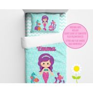 TheDreamyDaisy Personalized Mermaid Bedding Set - Mermaid Duvet Cover or Comforter - Personalized Duvet Set for Girls - Custom Kids Comforter