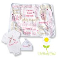 TheDreamyDaisy Boho Personalized Baby Blanket, Bodysuit, Hat w/ Dreamcatchers - Custom Name Tribal Arrow Receiving Blanket - Swaddle Set - Baby Shower Gift