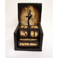 /KlotoTeam Jack Skellington inspired wooden perpetual calendar-vintage, halloween, samhain, Tim Burton inspired home decore--hand made